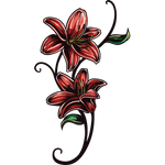 Переводная татуировка "Две красные лилии"