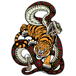 Переводная татуировка "Змея и тигр"