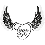 Переводная татуировка "Крылья с надписью "Love"