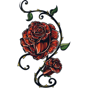 Переводная татуировка "Две красные розы"