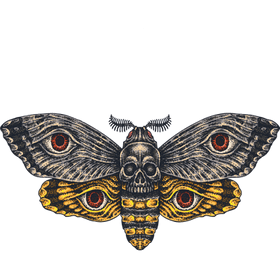 Переводная татуировка "Бабочка с черепом и глазами"