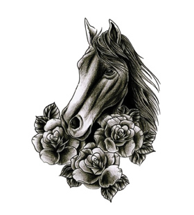 Переводная лошадь с розами