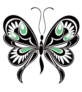 Переводная тату «Черно-зеленая бабочка»