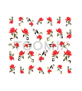 Наклейка на ногти «Красный цветок» (на водной основе)