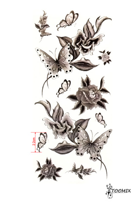 Татуировка наклейка «Бабочка на цветке»