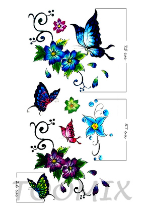 Татуировка переводная «Цветы с завитками»
