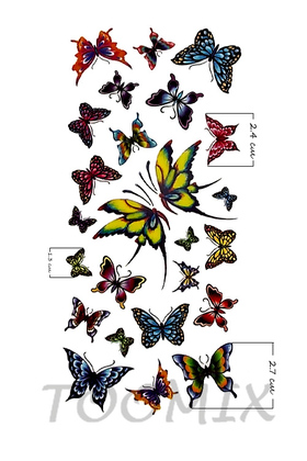 Тату переводная «Цветные бабочки»