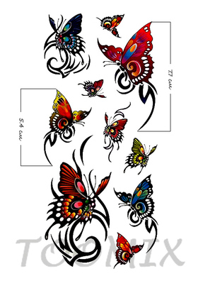 Наклейка татуировка на тело«Бабочки яркие»