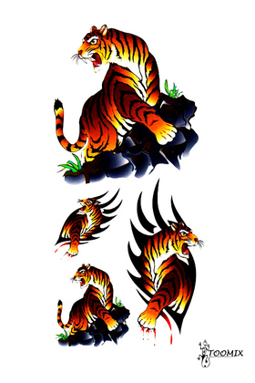 Временная татуировка «Тигр цветной»