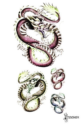 Наклейка тату «Японский цветной дракон»