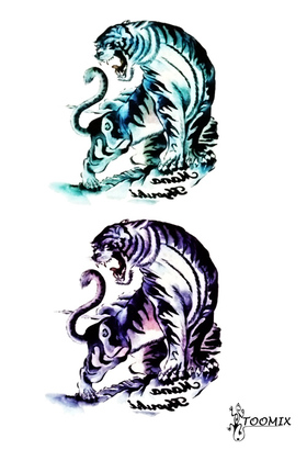 Татуировка наклейка «Два тигра»