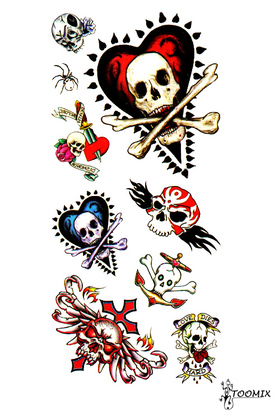 Наклейка татуировка «Череп и кости»