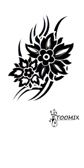 Временная татуировка «Черный цветок»